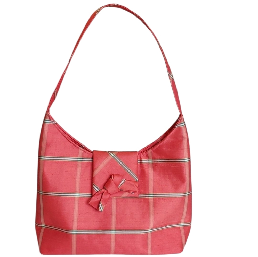Sonja Benson Plaid Preppy Hobo Shoulder Bag EUC